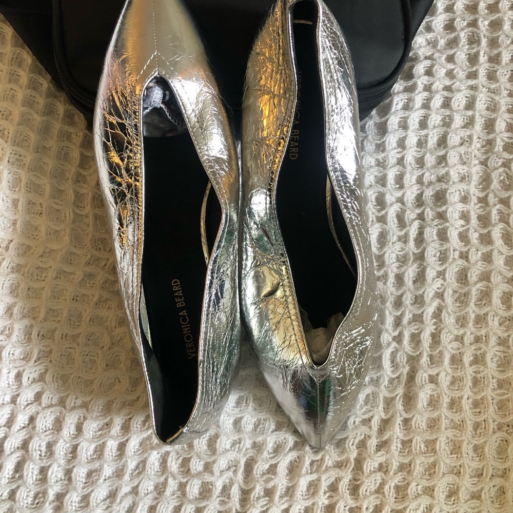 Veronica Beard Metallic Silver Pointed-Toe Flats by Nordstrom Rack